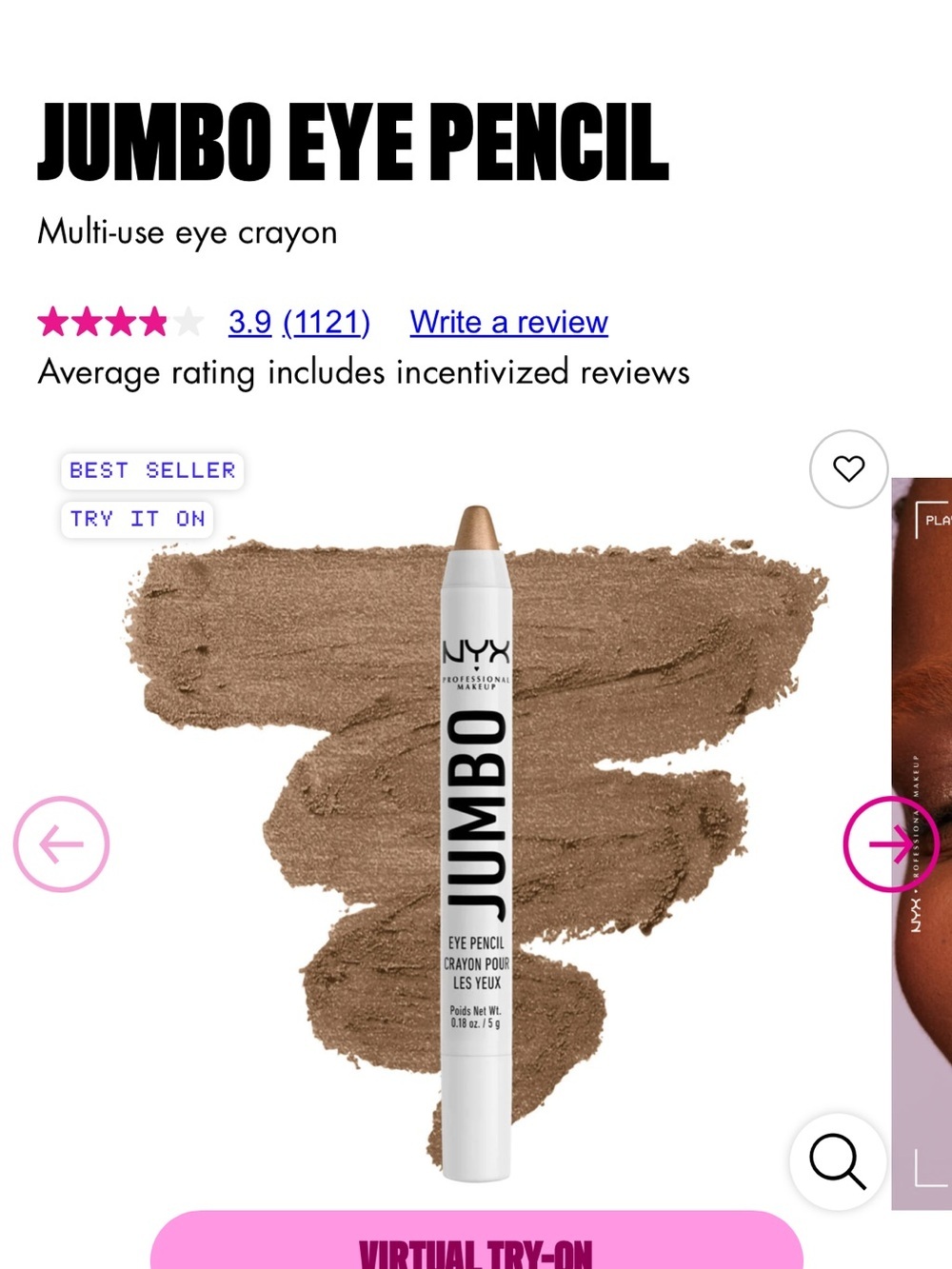 NYX Jumbo Eye Pencil Shimmery Bronze iced mocha light brown gunmetal alternative